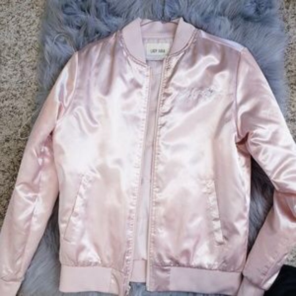 2xHP💝Lady GaGa Pink Satin look Bomber Jacket - Picture 2 of 2